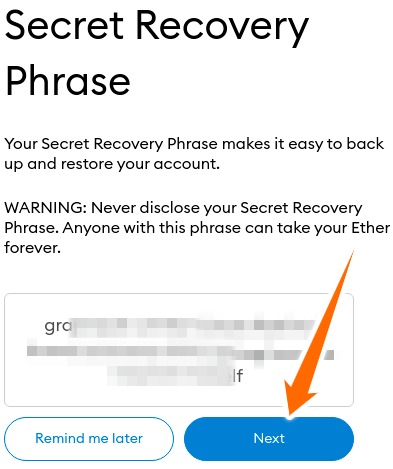 reveal secret recovery phrase