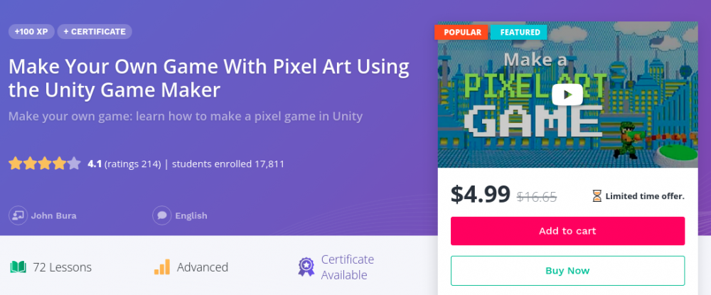 bitdegree pixel art maker game course