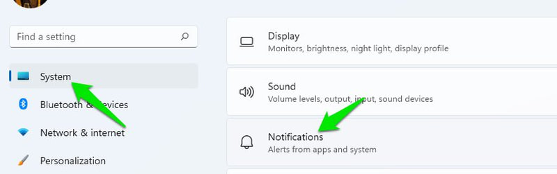 Notifications setting