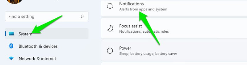 Open notifications setting