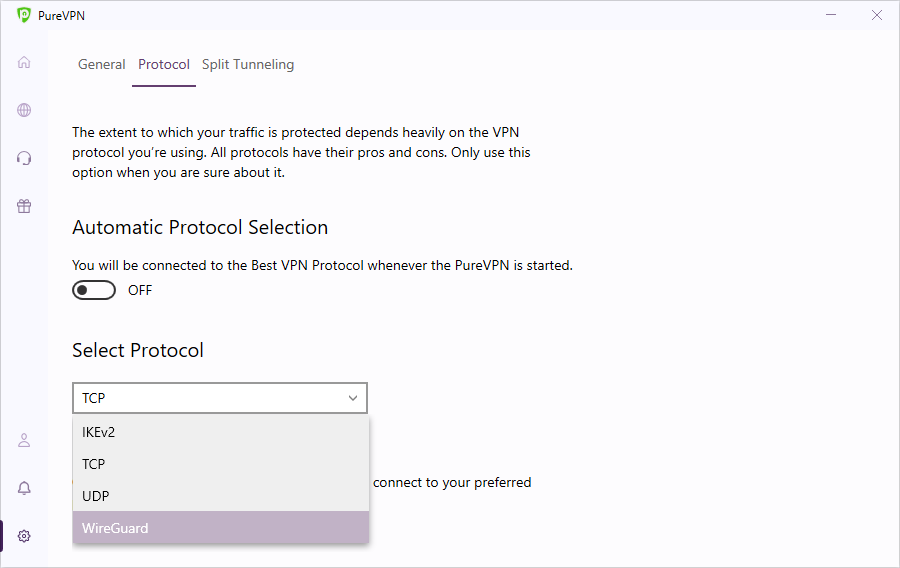 purevpn protocols