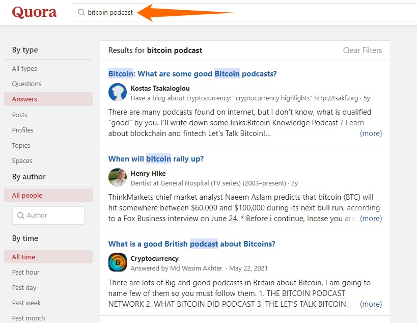 quora podcasts query
