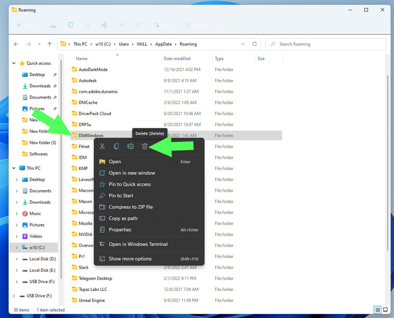 Delete DS4Windows Folder from Roaming directory