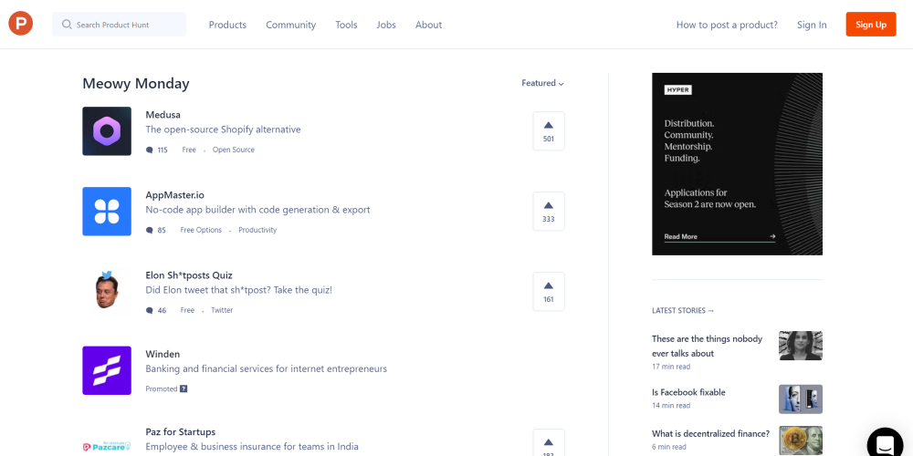 Product Hunt website