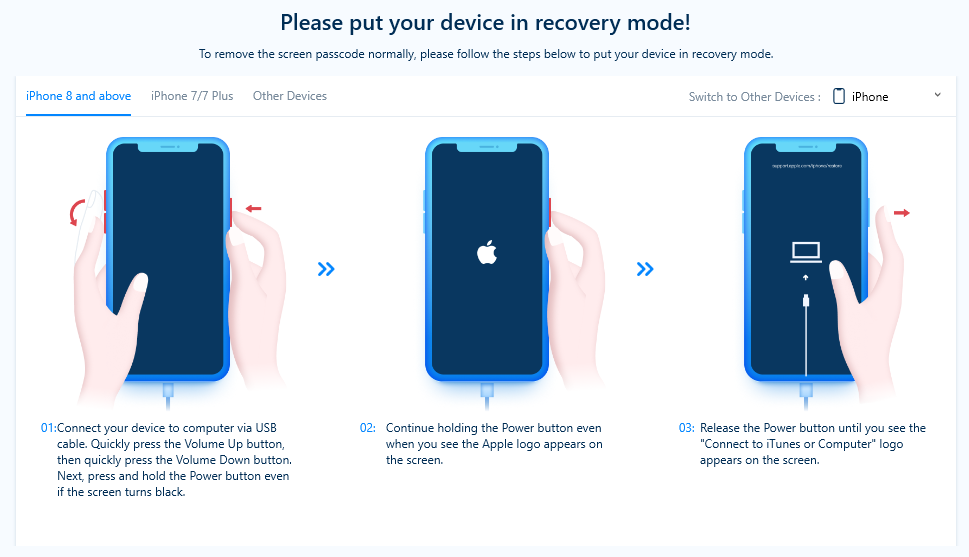 put phone in recovery mode tenorshare 4ukey