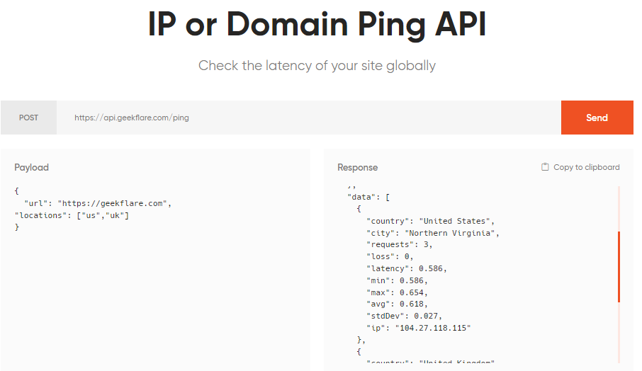 geekflare ping API