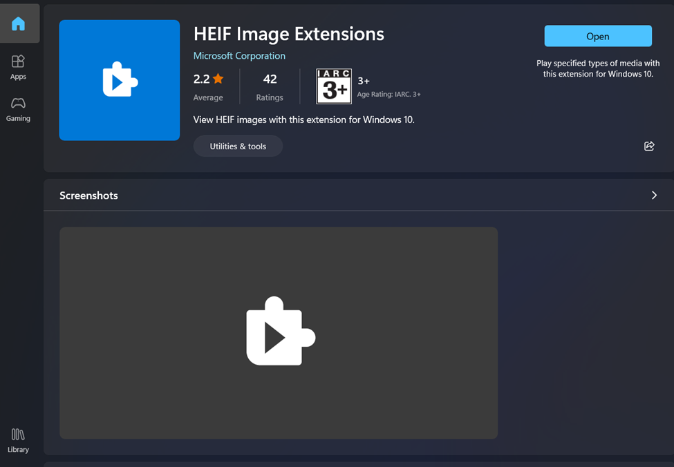 HEIF Image Extensions