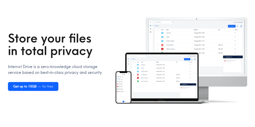 Internxt file sharing platform