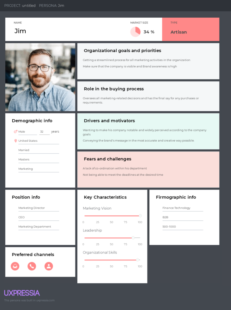 user persona example for a project management software company