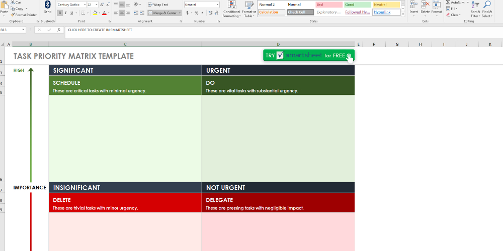 Smartsheet prioritization matrix template