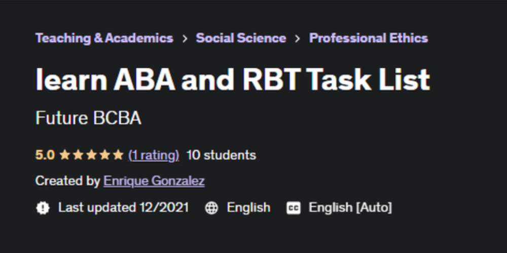 Learn ABA and RBT Task List Udemy