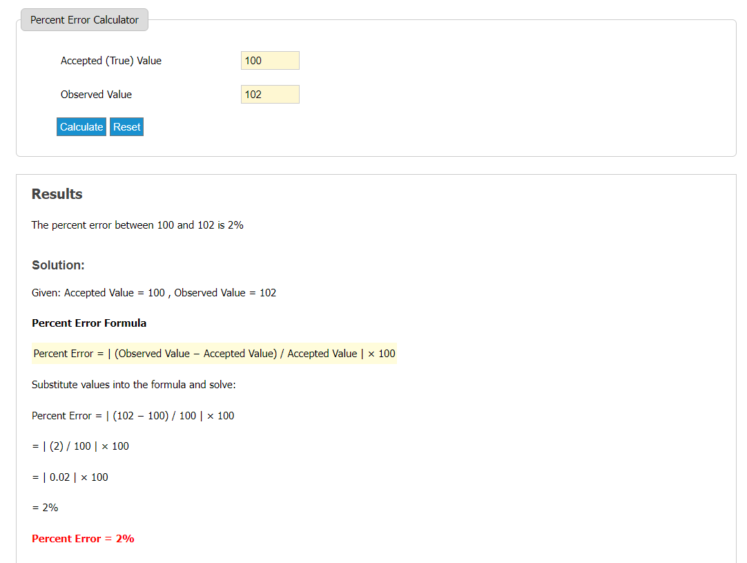 percent error calculator