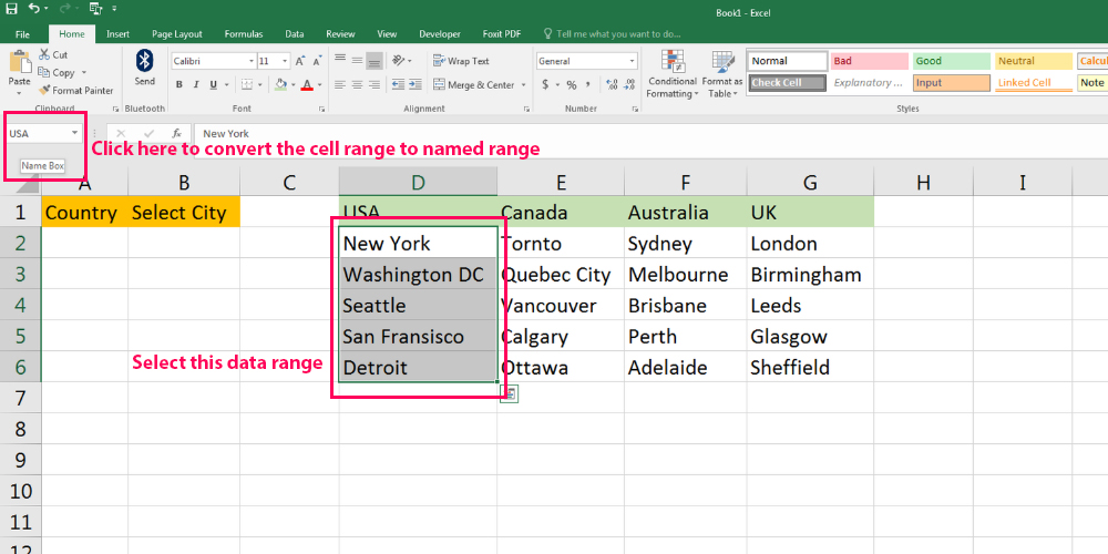 Creating a dynamic drop down list step 2