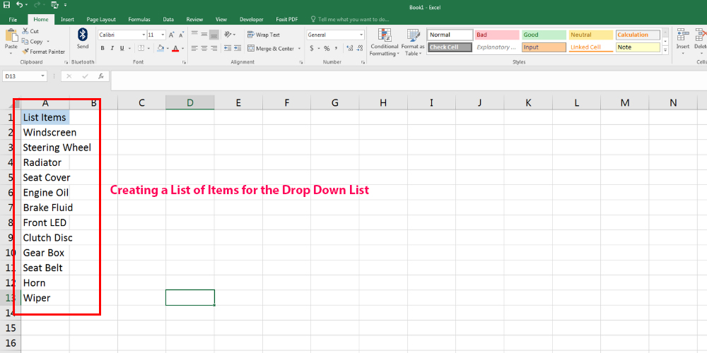 Creating a item list