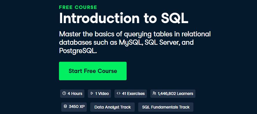 Introduction to SQL DataCamp