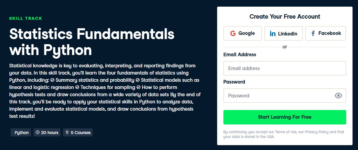 Statistics Fundamentals with Python DataCamp