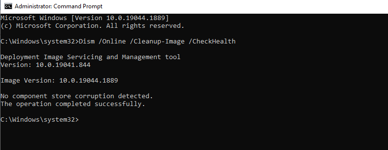 DISM CheckHealth Command