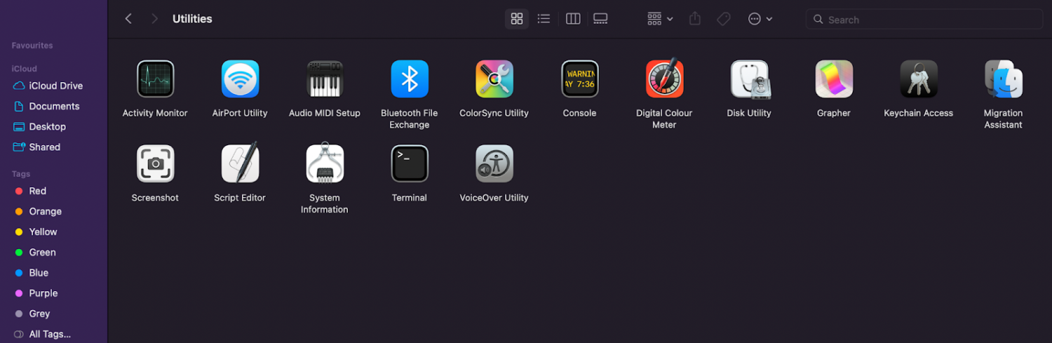 open utilities in finder