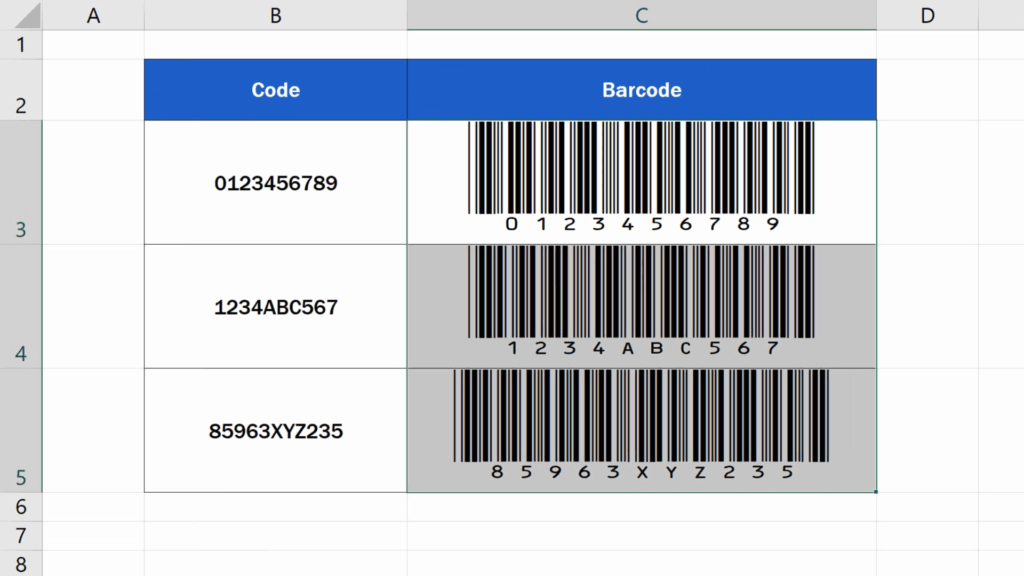 Bulk Barcodes in Excel