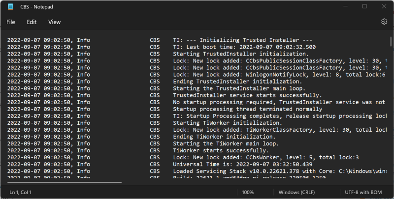 cbs-log-file generated by system file checker scan