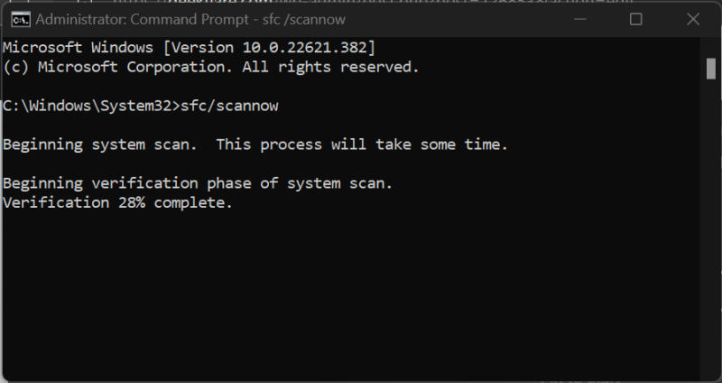 system file checker scan started