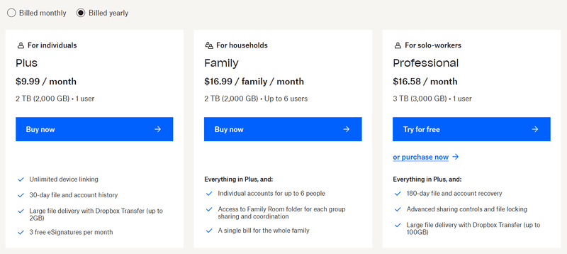 Dropbox-Pricing