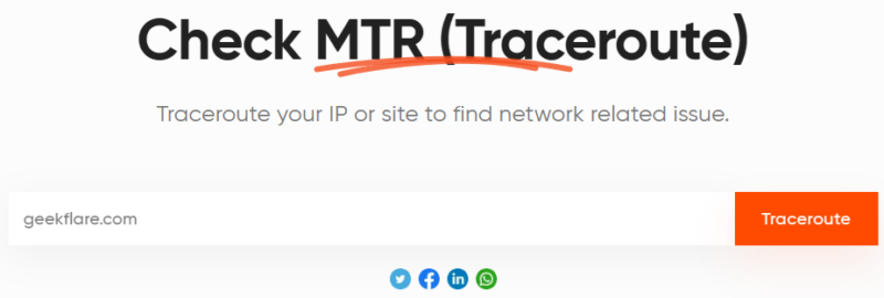 geekflare traceroute test tool