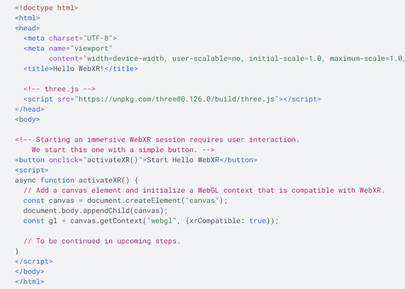 webxr code example