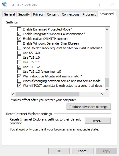 Select TLS version