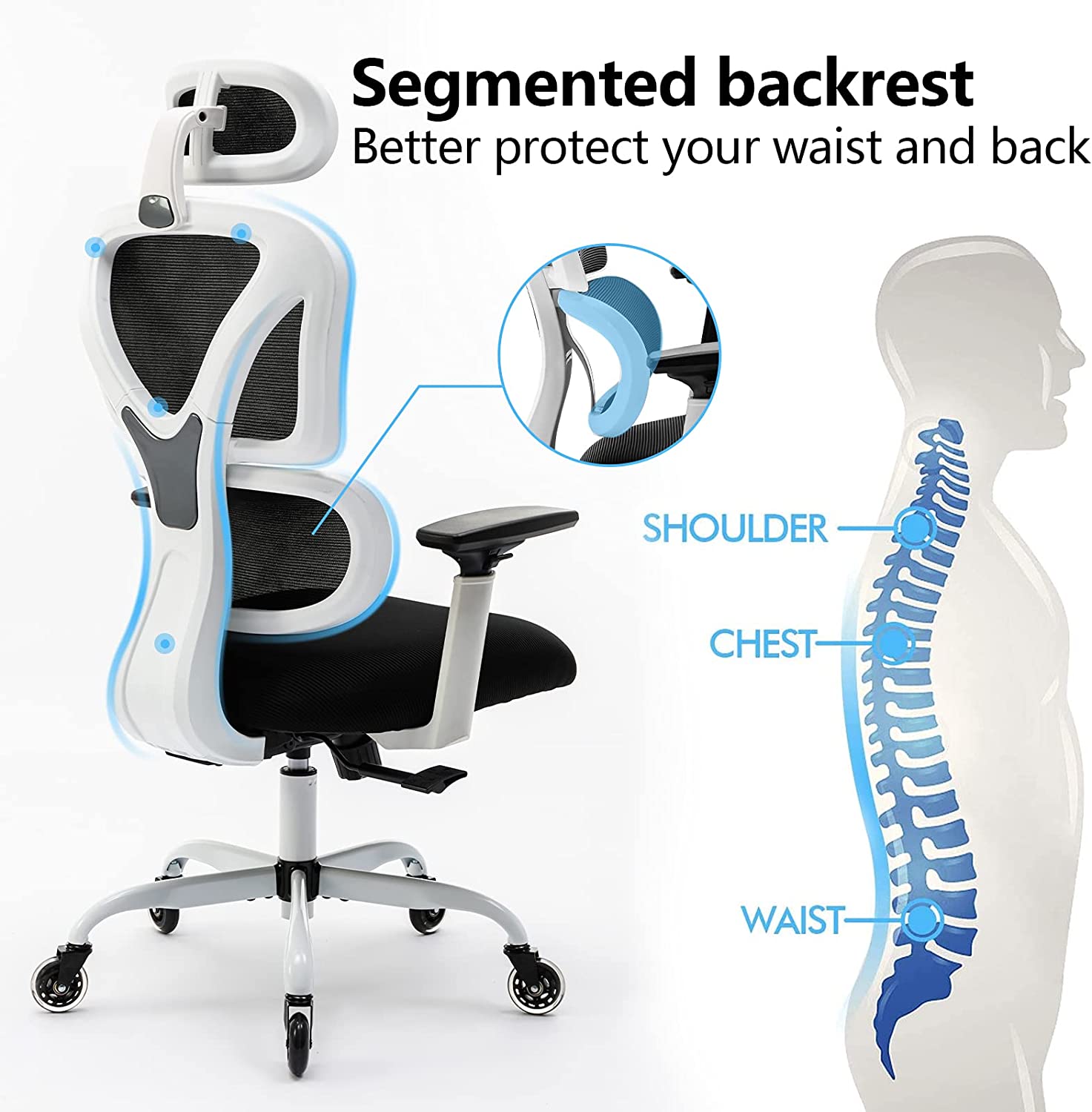 KERDOM Office Chair with 3-D Armrest