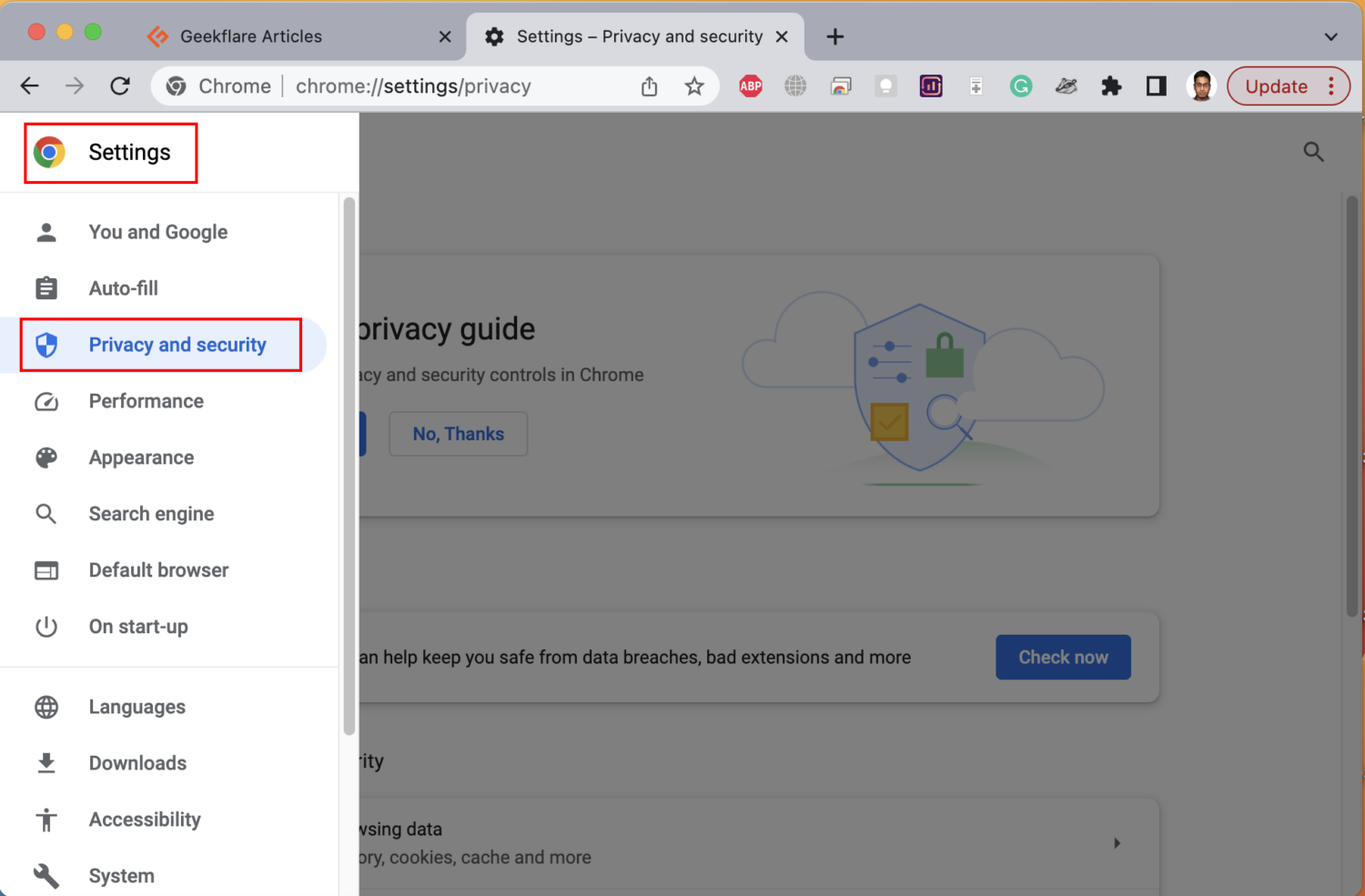 Chrome privacy and security