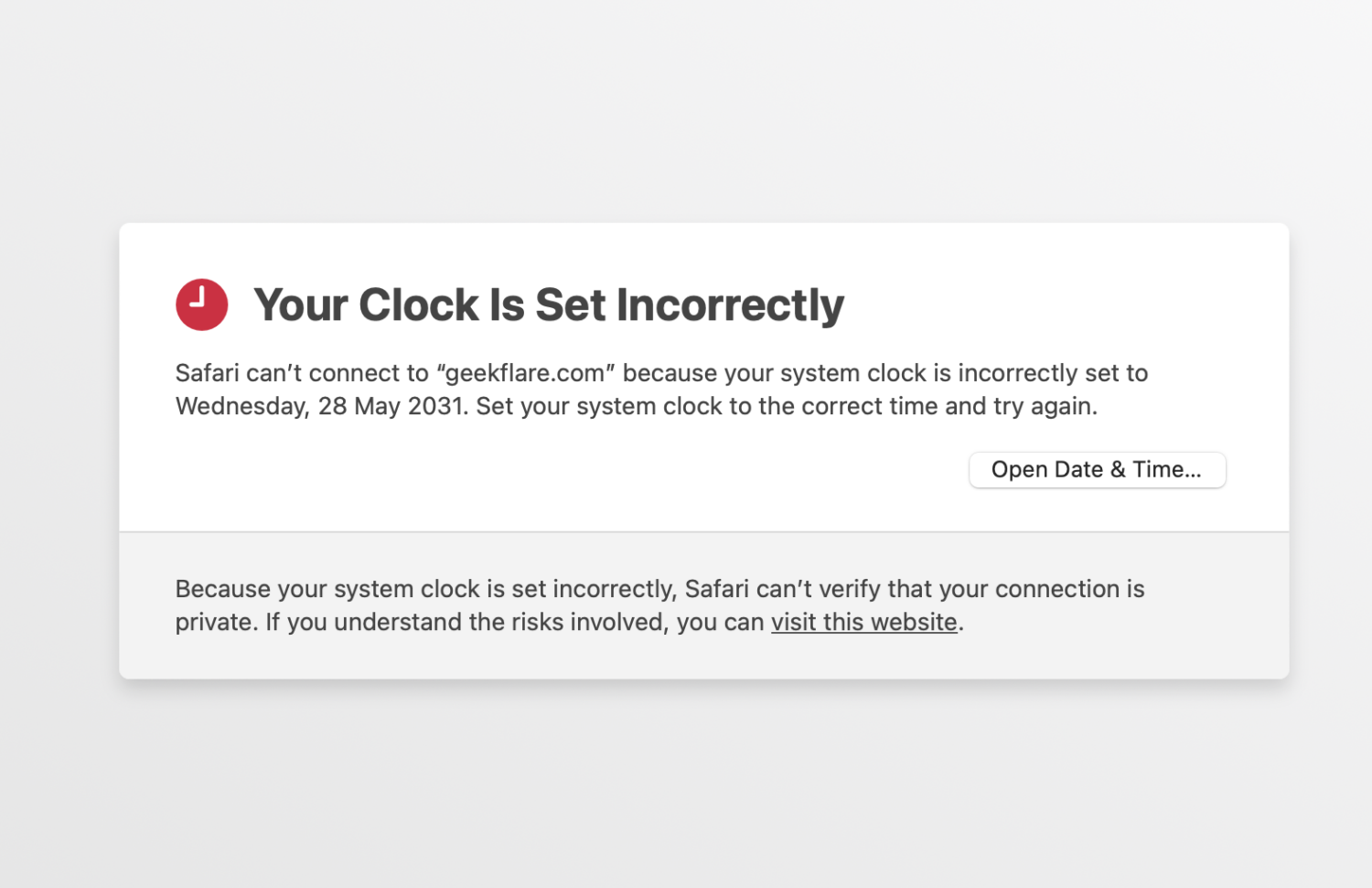 Your Clock Is Set Incorrectly