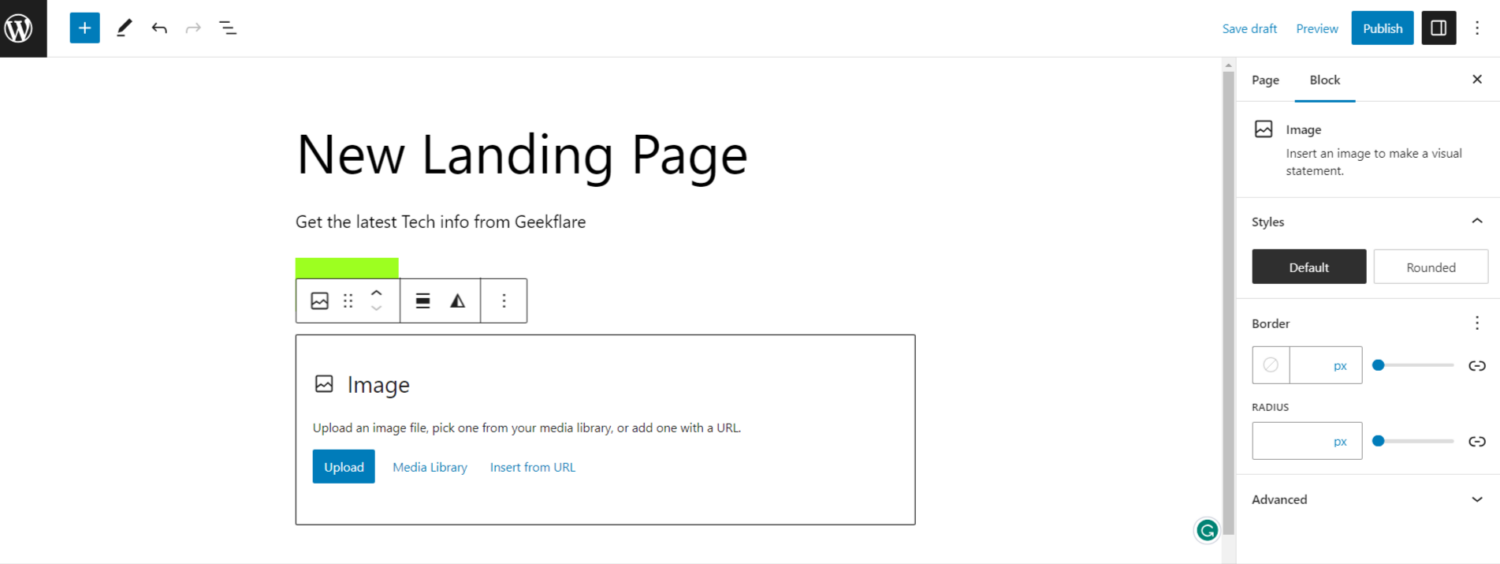 Adding Block for page custmization