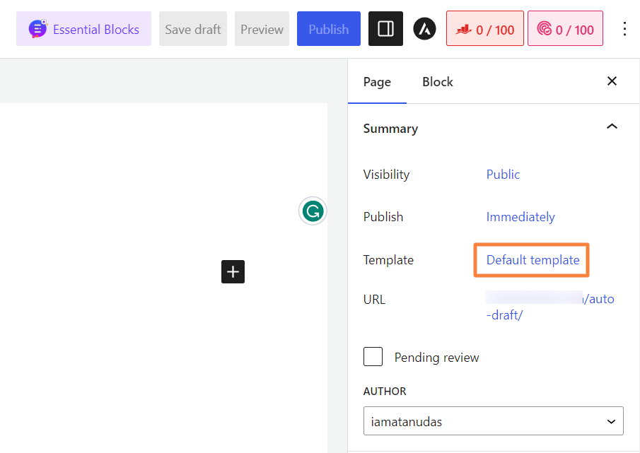 Creating a New Page using Block Editor