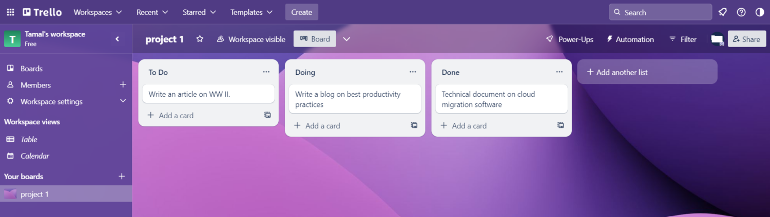 Trello Interface