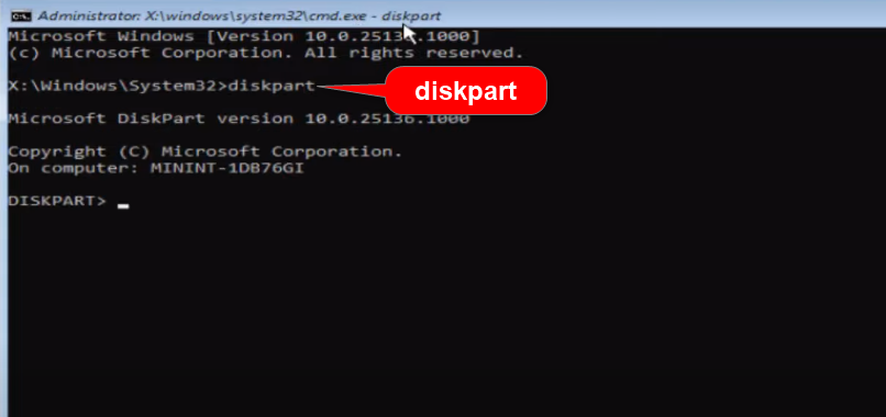 add diskpart command