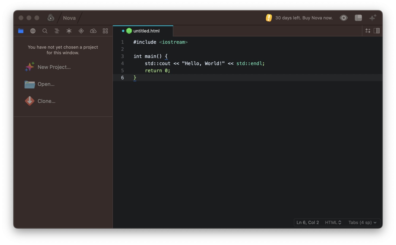 Native Mac Code Editor Nova