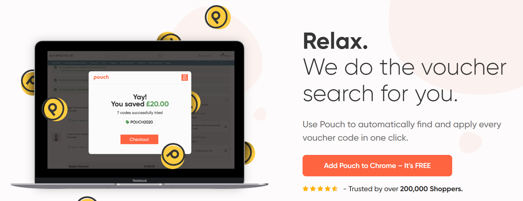 Pouch coupon and cashback platforms