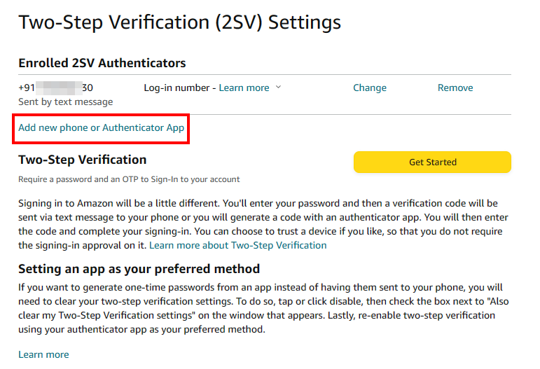 A screenshot of the two step verification v2 settings.