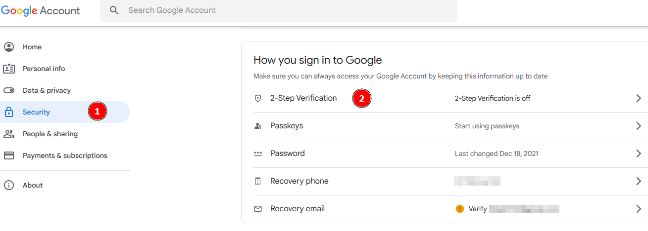 google account security