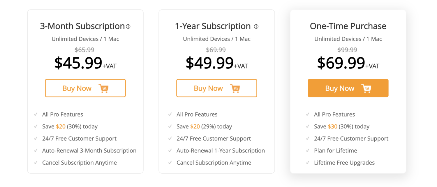 The pricing page for a wordpress theme.