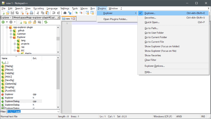 explorer plugin for notepad  