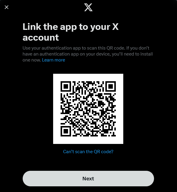 Link the app to your x account.