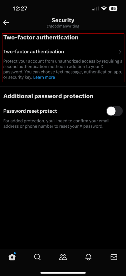 A screen showing how to add two factor authentication on a phone.