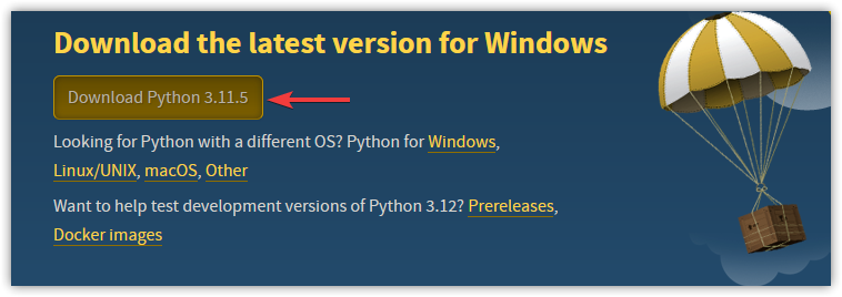 Download Python core for Windows