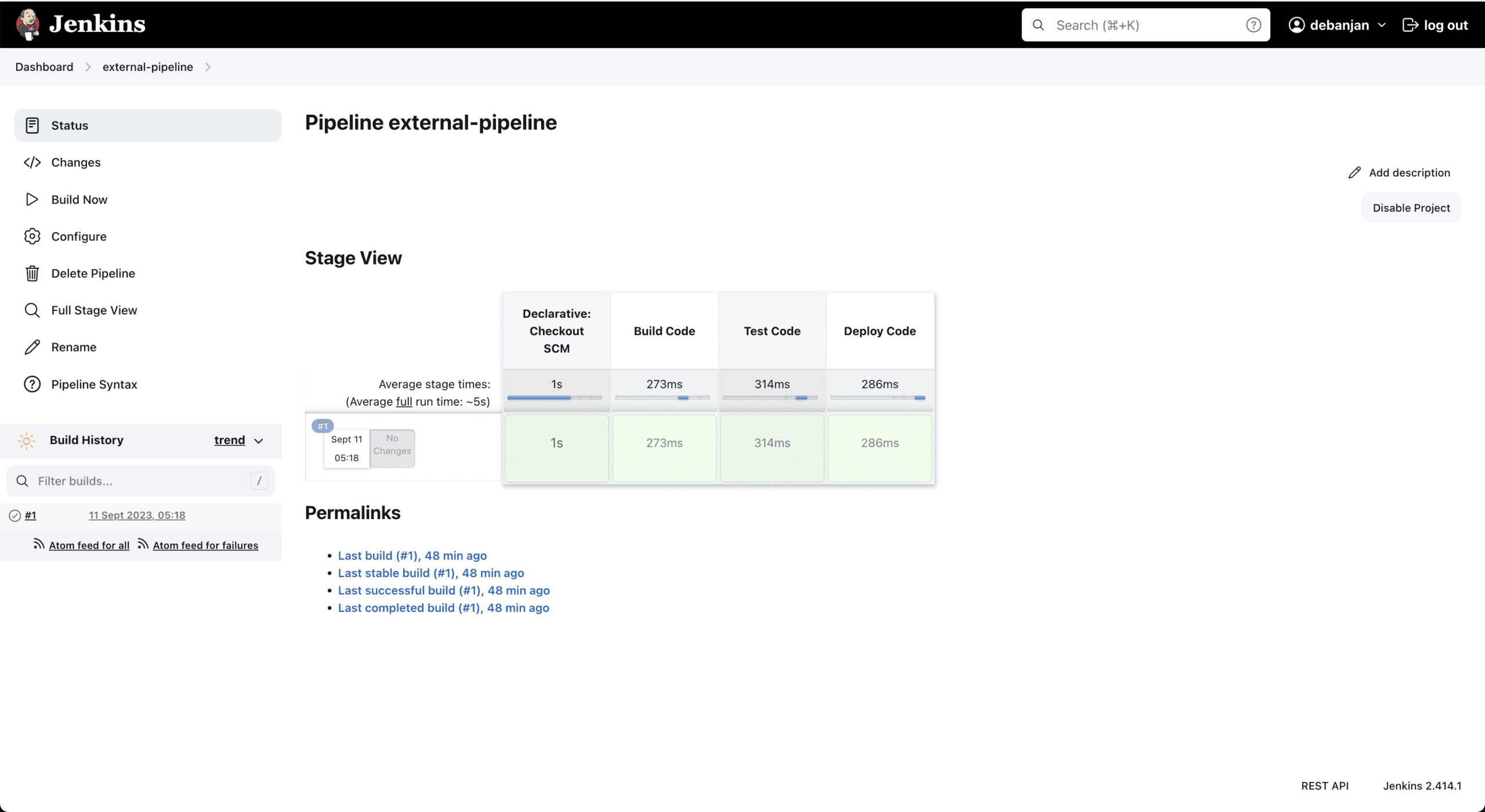 Remote based Pipeline as Code showing all the stages