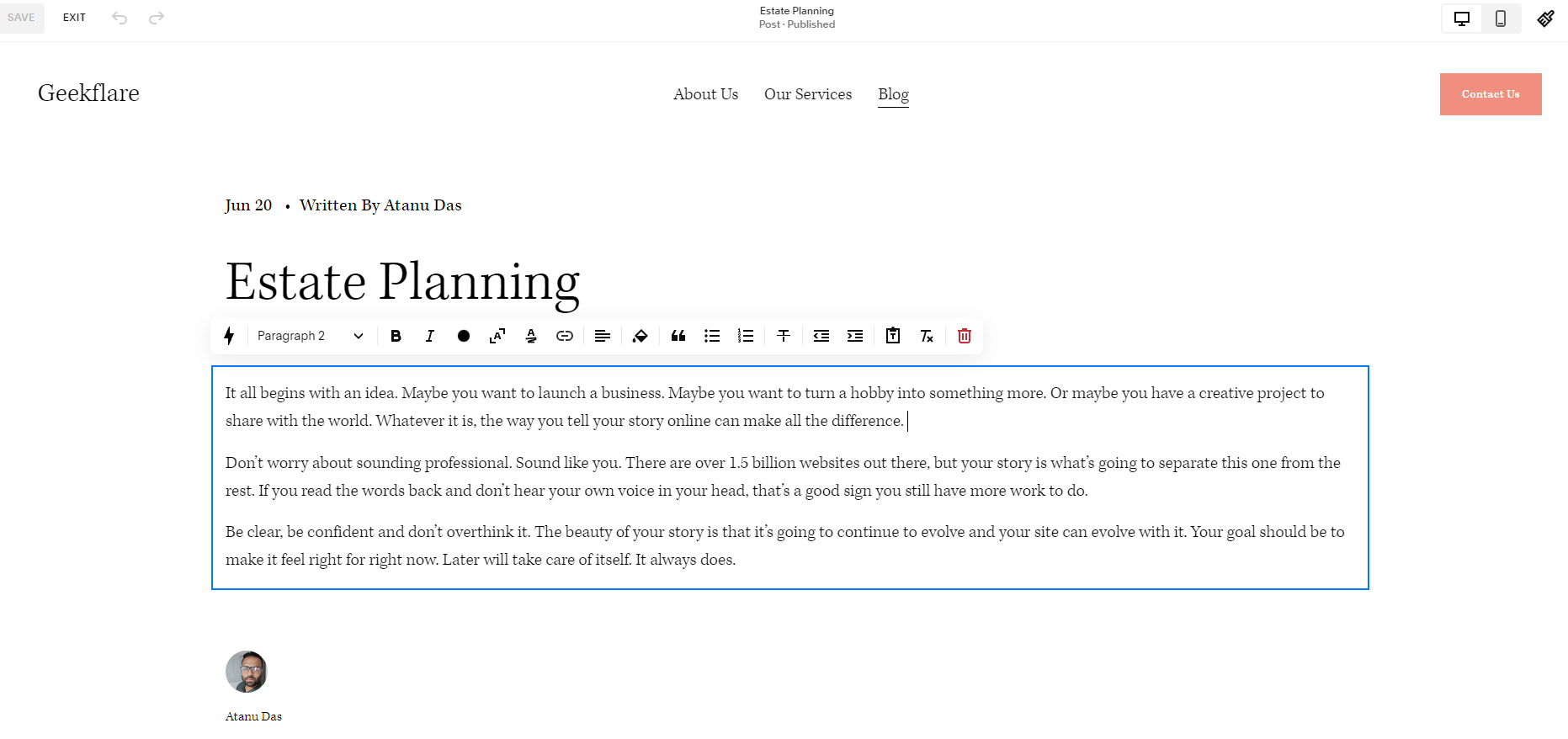 Blog Post Creation in Squarespace