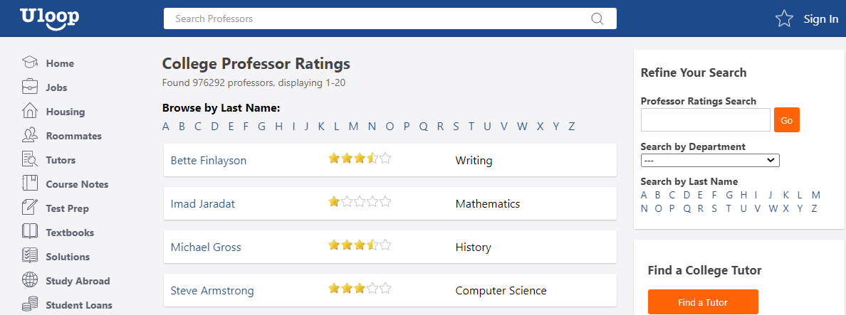 Portals-To-Rate-Your-Professors-Uloop