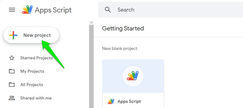 google-apps-script-new-project