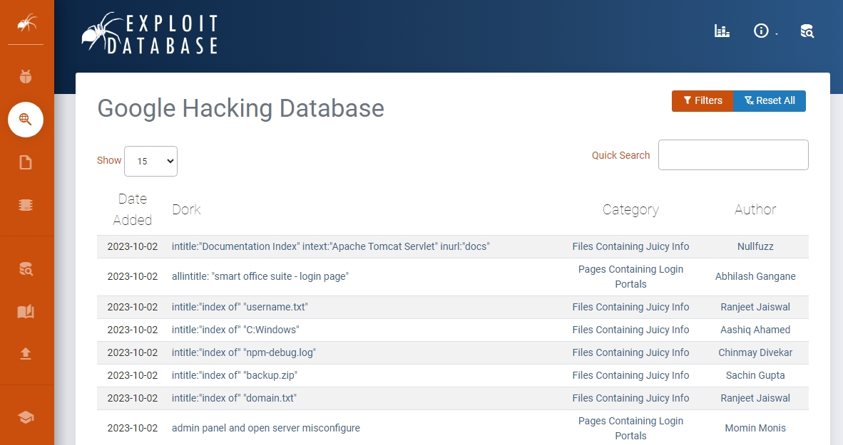 google-hacking-database